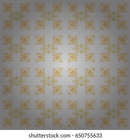 Vector sketch for cards, thank you message, printing. Vintage seamless border and grid for design template on a gray background. Seamless pattern in Eastern style with floral golden elements.