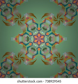 Vector sketch for cards, thank you message, printing. Vintage seamless grid for design template. Seamless pattern in Eastern style with orange and pink elements.