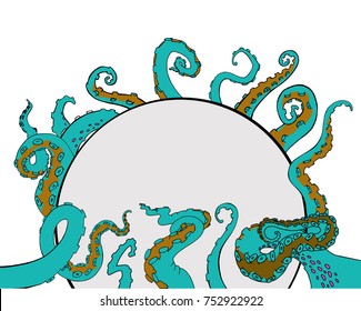 Vector sketch cartoon octopus tentacles