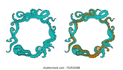 Vector sketch cartoon octopus tentacles