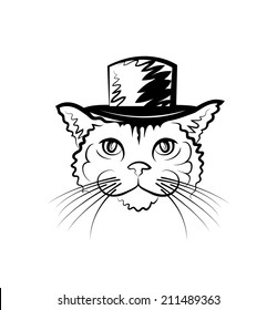 Vector Sketch Cat On White Background Stock Vector (Royalty Free ...