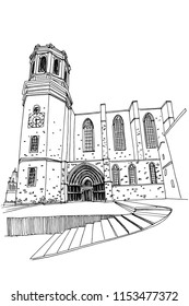 Vector sketch of Catedral de Gerona. Spain.