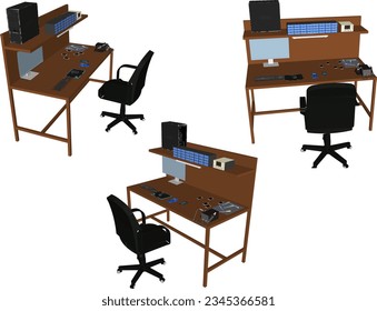 Vector sketch of cellphone repair workbench illustration