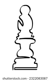 vector sketch chess bishop single one line art, continuous 
