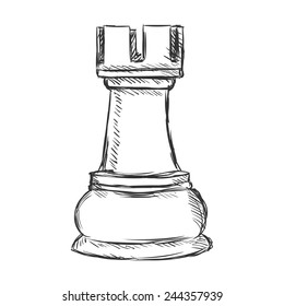 Vector Sketch Chess Figure - Rook