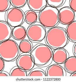 Vector sketch child round seamless orange pattern for fabric, textile, ceramic, craft, wrapping