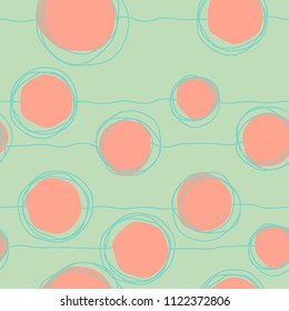 Vector sketch child round seamless green pattern for fabric, textile, ceramic, craft, wrapping