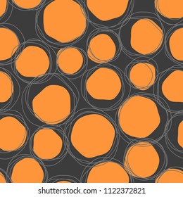 Vector sketch child round seamless orange fruit pattern for fabric, textile, ceramic, craft, wrapping