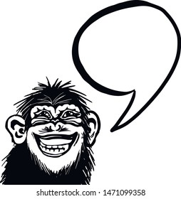 vector sketch of chimpanze with speech bubble