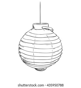 Vector Sketch Of Chinese Lantern. Hand Draw Illustration.