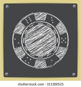 Vector sketch chip icon on school blackboard  
