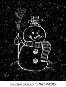 Vector sketch of christmas snowman.