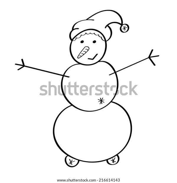 Vector Sketch Christmas Winter Snowman Stock Vector (Royalty Free ...