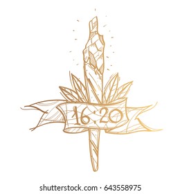 Vector sketch cigarette with marijuana on white background