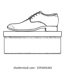 Vector Sketch Classic Men Shoes with Shoebox