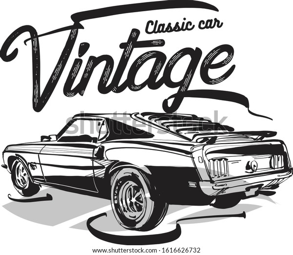 The vector\
sketch of the classic vintage\
auto