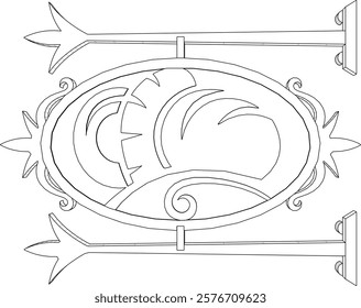 vector sketch of classic vintage ethnic shop window sign design