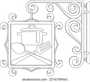 vector sketch of classic vintage ethnic shop window sign design