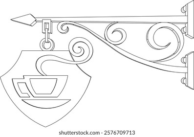 vector sketch of classic vintage ethnic shop window sign design