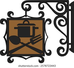 vector sketch of classic vintage ethnic shop window sign design