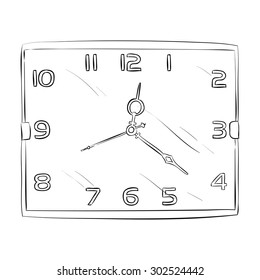 Vector sketch of clock. Hand draw illustration.