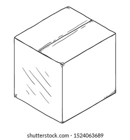Vector Sketch Closed Cubicle Cardboard Box
