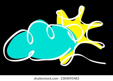 vector sketch cloud and sun single one line art, continuous 
