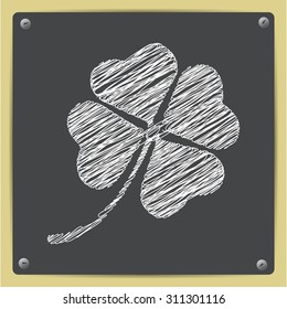 Vector sketch clover icon on school blackboard  