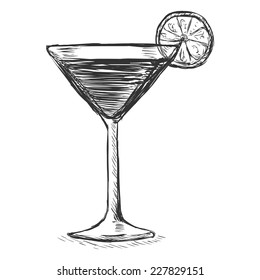 Vector Sketch Cocktail with Lime
