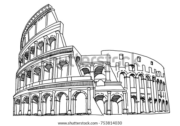 Vector Sketch Coliseum Flavian Amphitheatre Rome Stock Vector (Royalty ...
