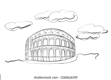 vector sketch of Coliseum in Pula, Croatia.