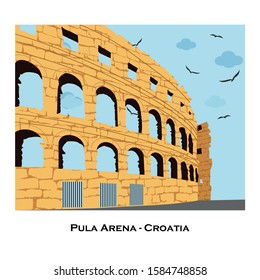 Vector sketch of Coliseum in Pula, Croatia. 