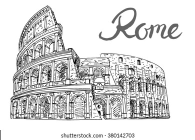 vector sketch of Coliseum. Rome. Italy.