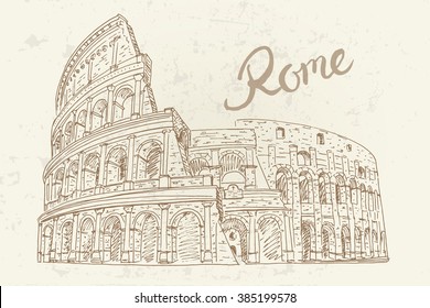 vector sketch of Coliseum. Rome. Italy.