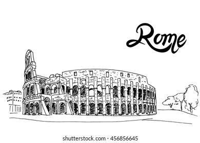 vector sketch of Coliseum. Rome. Italy.