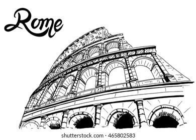 vector sketch of Coliseum. Rome. Italy.