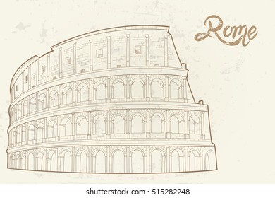 vector sketch of Coliseum. Rome. Italy.