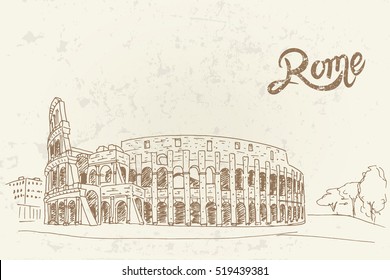 vector sketch of Coliseum. Rome. Italy.