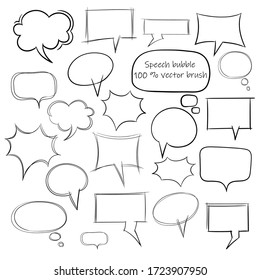 Vector  sketch collection of hand drawn doodle style speech bubbles