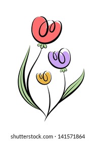 Vector sketch of a color flower on a white background. Hand sketch.
