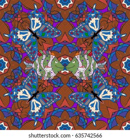 Vector sketch of colored mehndi mandala on red. Traditional indian style, ornamental floral elements for henna tattoo, colored stickers, flash temporary tattoo, mehndi and yoga design, prints.