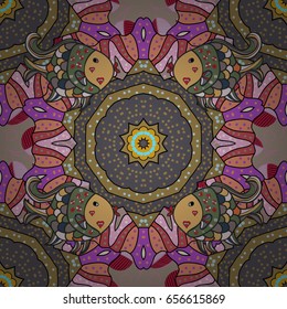 Vector sketch of colored mehndi mandala. Traditional indian style, ornamental floral elements for henna tattoo, colored stickers, flash temporary tattoo, mehndi and yoga design, cards and prints.