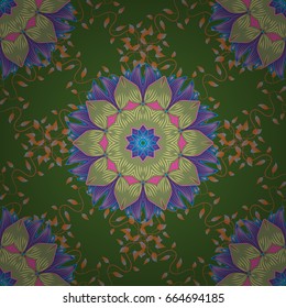 Vector sketch of colored mehndi mandala on. Traditional indian style, ornamental floral elements for henna tattoo, colored stickers, flash temporary tattoo, mehndi and yoga design, cards and prints.