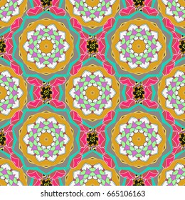 Vector sketch of colored mehndi mandala on. Traditional indian style, ornamental floral elements for henna tattoo, colored stickers, flash temporary tattoo, mehndi and yoga design, cards and prints.