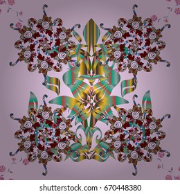 Vector sketch of colored mehndi mandala on. Traditional indian style, ornamental floral elements for henna tattoo, colored stickers, flash temporary tattoo, mehndi and yoga design, cards and prints.