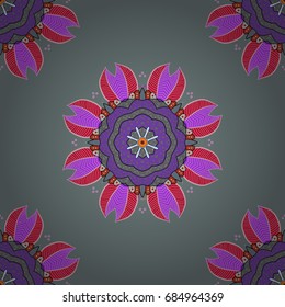 Vector sketch of colored mehndi mandala on. Traditional indian style, ornamental floral elements for henna tattoo, colored stickers, flash temporary tattoo, mehndi and yoga design, cards and prints.