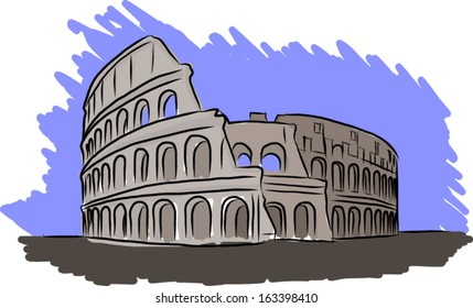 Vector Sketch Colosseum, Rome Italy