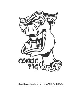 vector sketch of comic pig