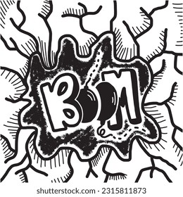 Vector Sketch Comics Word - Boom isolated on white background.