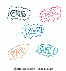 Vector Sketch Comics Word set